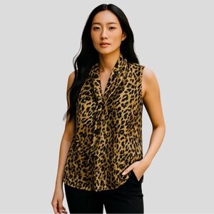 Kasper Women’s Sleeveless Blouse Leopard Print Size L